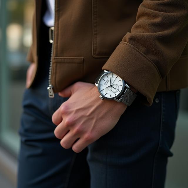 Chronograph watch with smart casual outfit